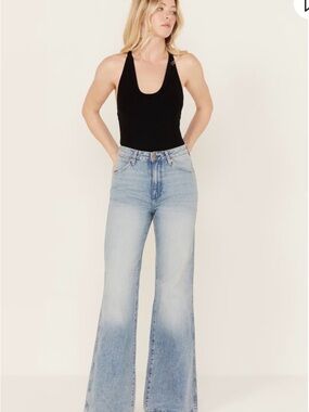 Wrangler Black Top with Light Blue Flared Jeans